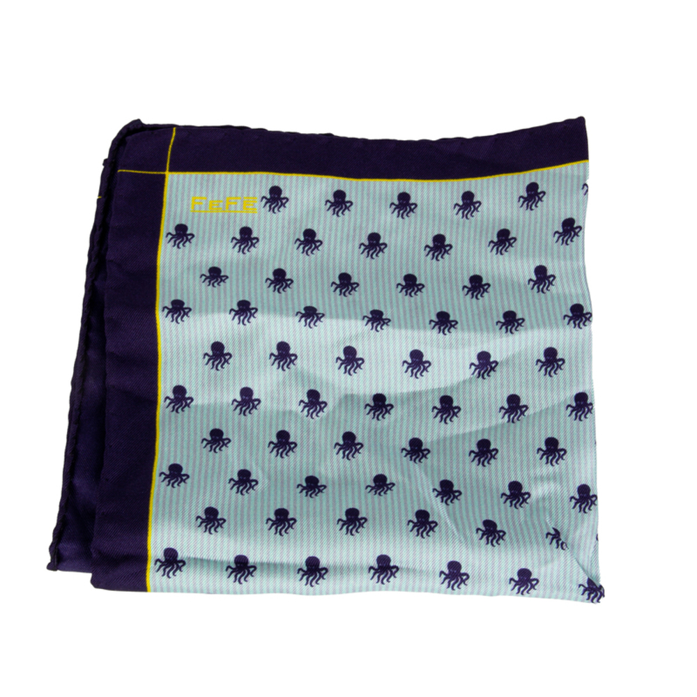 FEFE AQUA & NAVY BLUE PAISLEY POCKET SQUARE | MENS SIZE 32CM